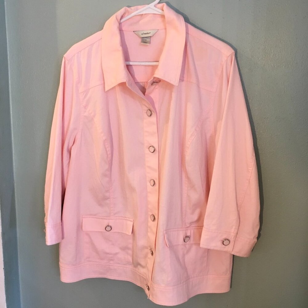 CJ Banks Pink Button Front Jacket Sz 1X